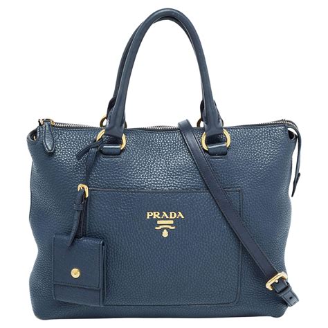 prada navy blue vitello daino leather shopping tote bag|prada vitello daino satchel.